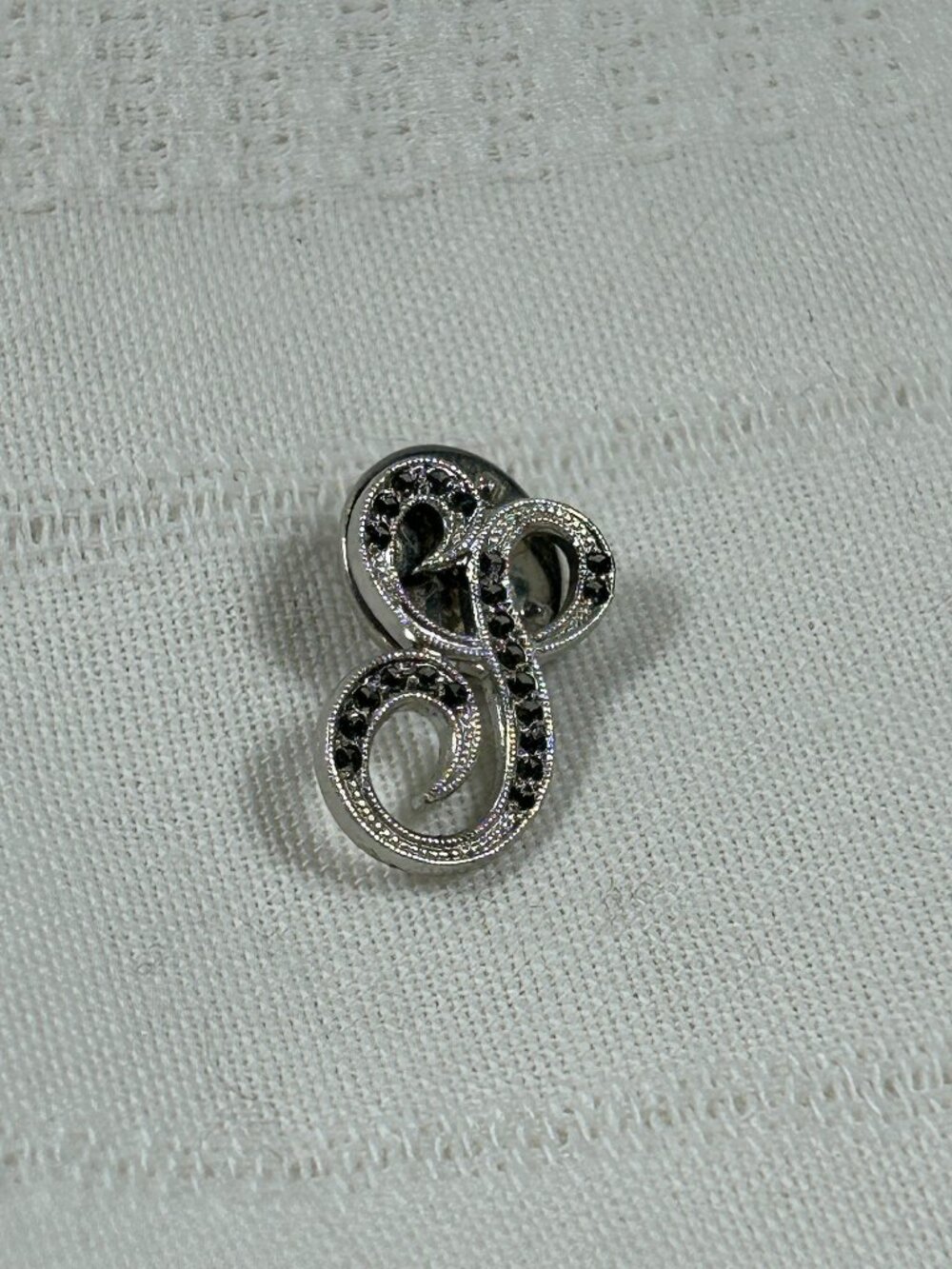 S Silver-Tone Monogram Pin Crystals - Pre-owned